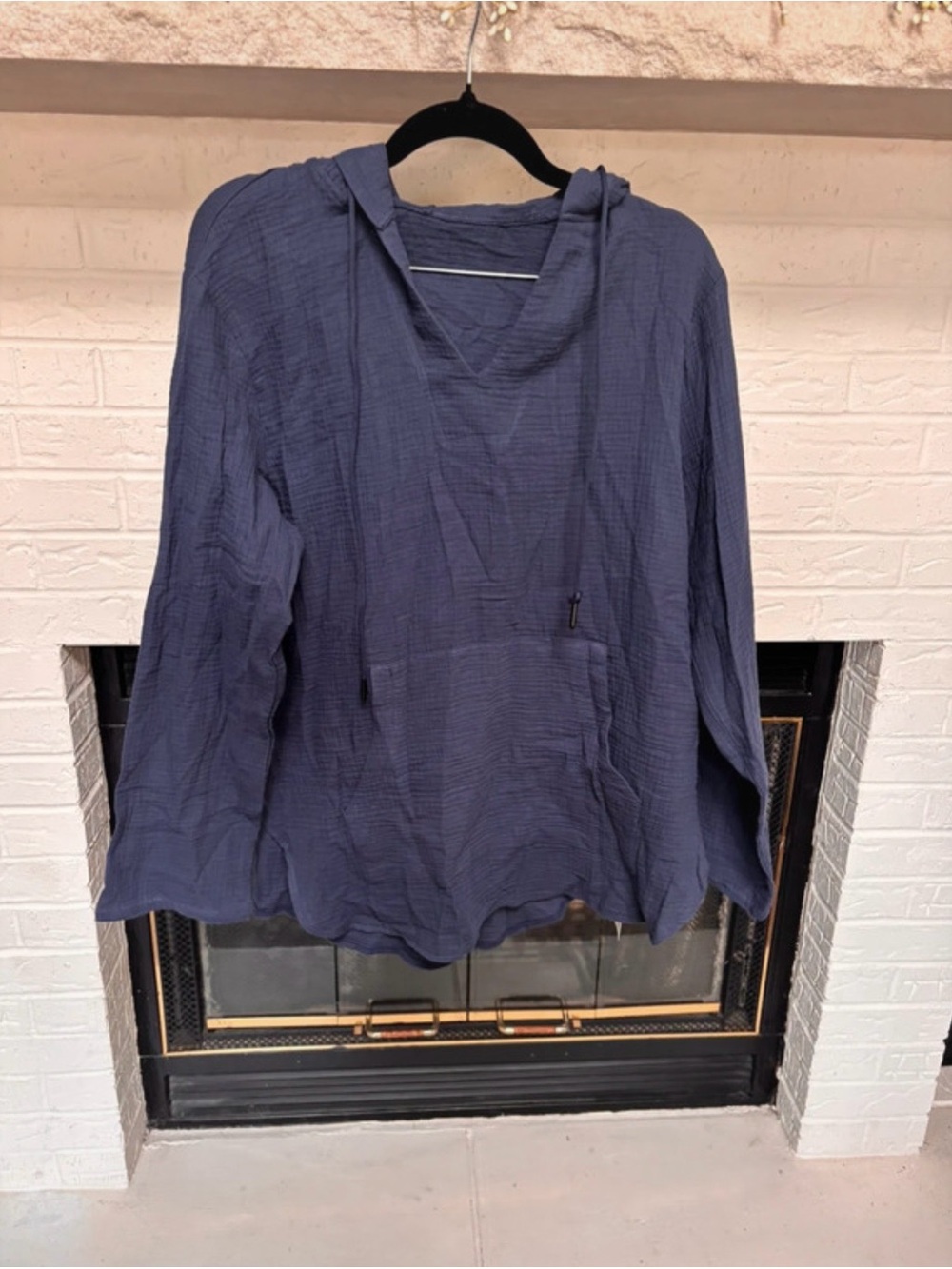 Lightweight Hooded Pullover Top - Blue